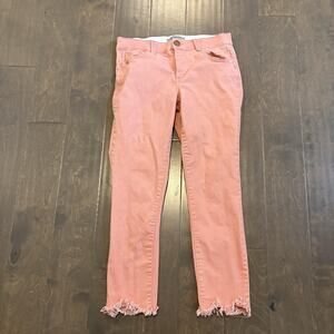 Wit & Wisdom Jeans Womens 10 Coral Pink Skinny Ankle Raw Hem Stretch‎ L2381PX2